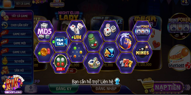 Giao diện trang Rikvip thân thiện